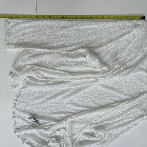 Fairy Cardigan Open Sheer White Pearl Embellishment Romantic Delicate XL - Picture 16 of 16